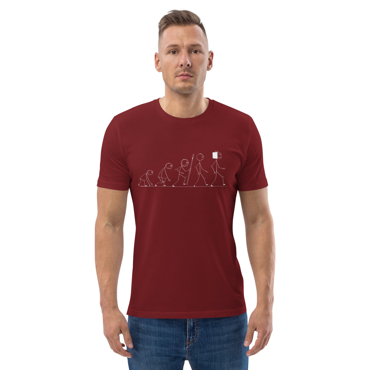 Human evolution Unisex organic cotton t-shirt