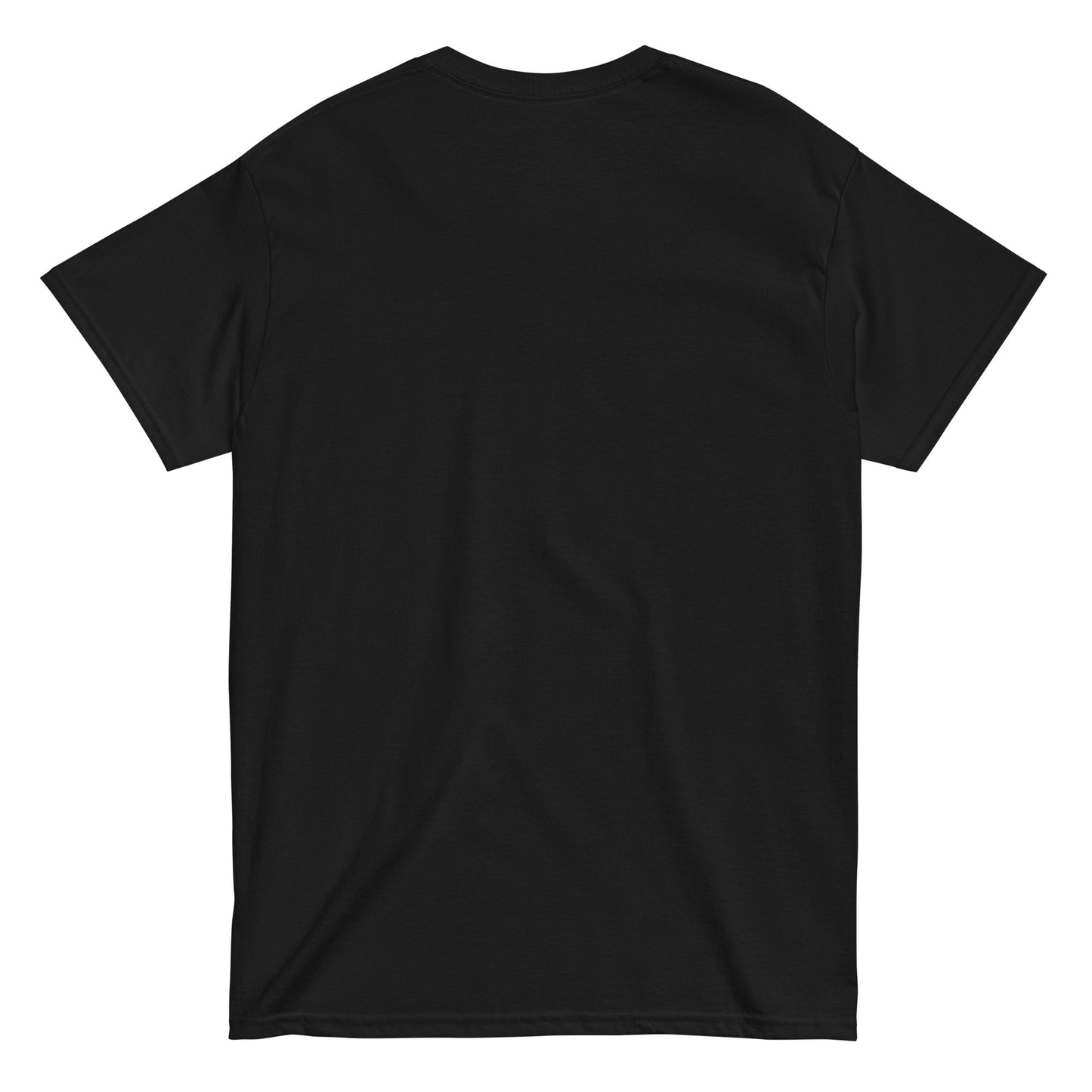 Back view of black unisex cotton T-shirt from the Her Philosophies collection.