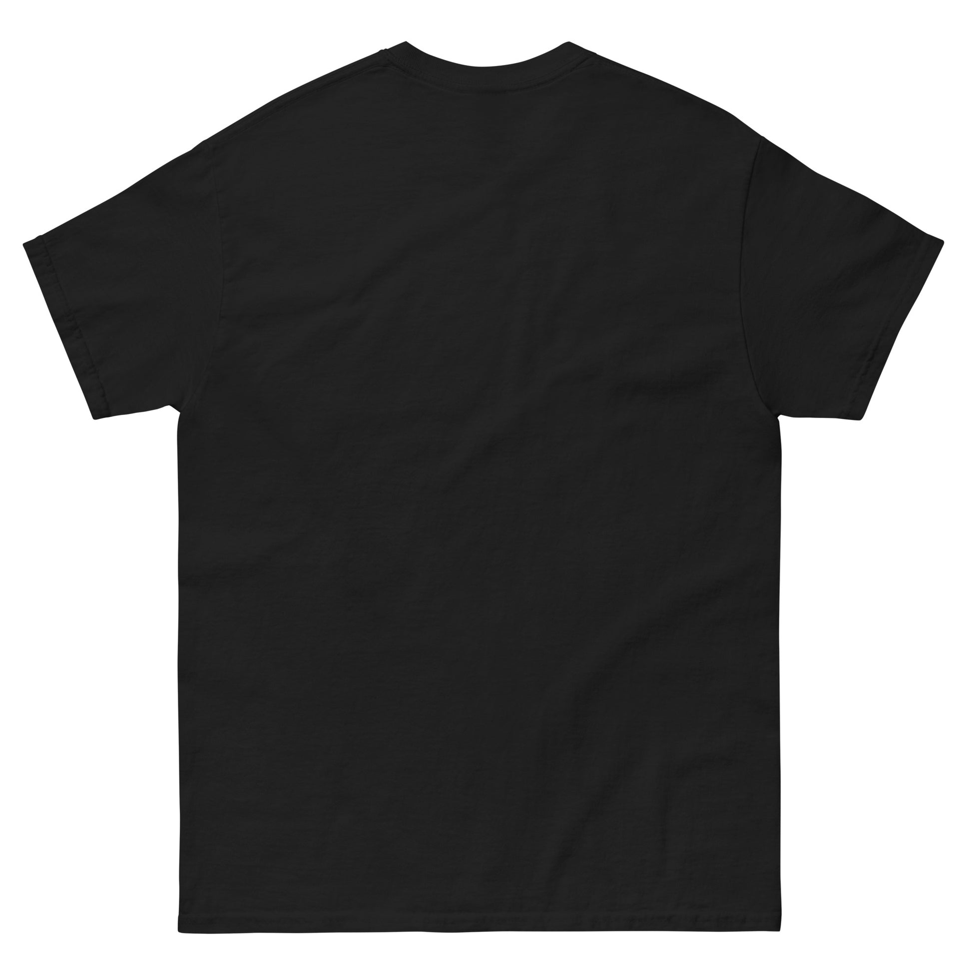 Back view of black unisex cotton T-shirt from the Her Philosophies collection.