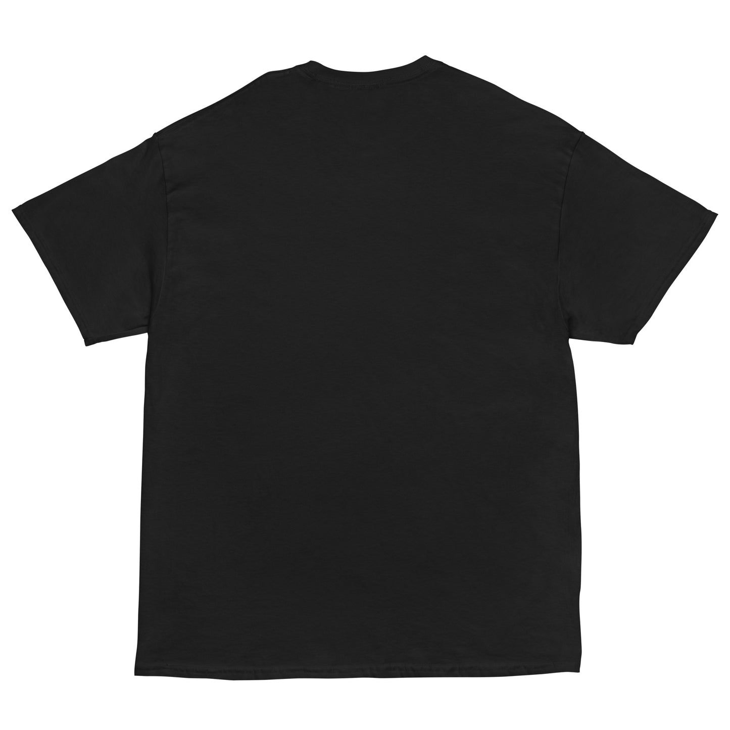 Back view of black unisex cotton T-shirt from the Her Philosophies collection.