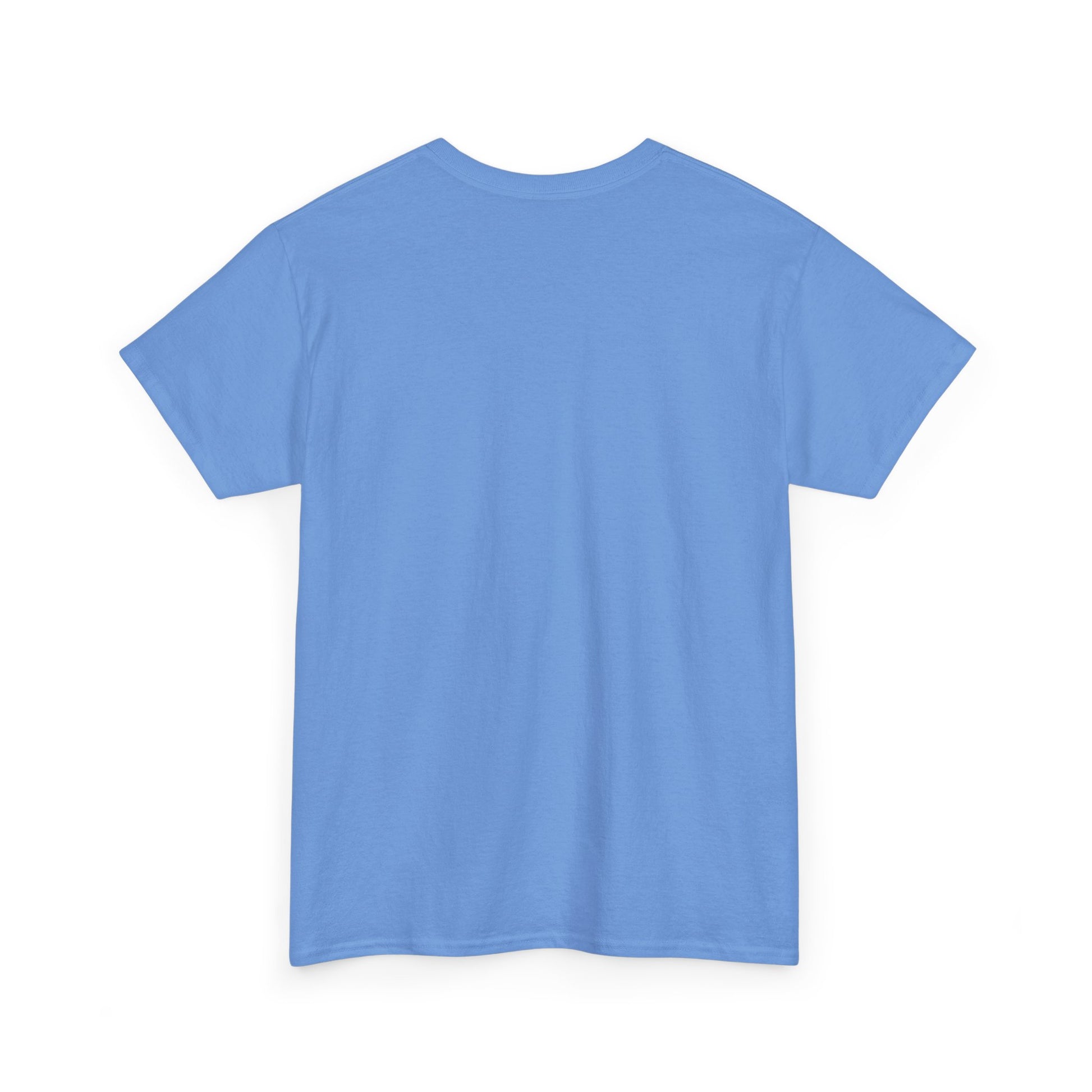 Carolina blue cotton T-shirt from Philoshoppy featuring a sailing boat illustration and the phrase 'lost in the blue', expressing ocean calm, wanderlust, and sea-inspired freedom.