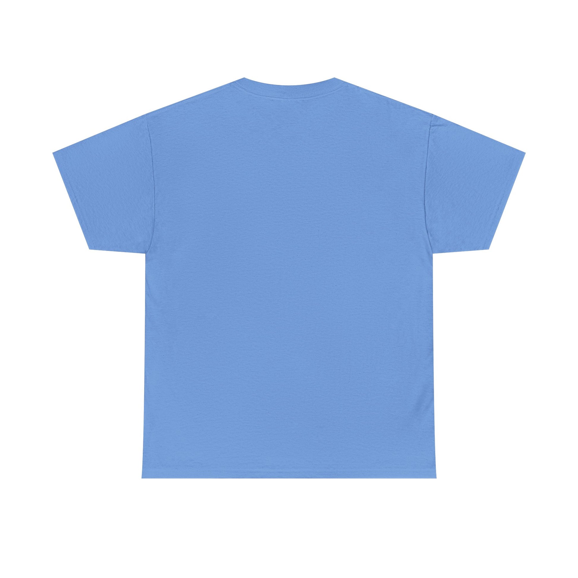 Carolina blue cotton T-shirt from Philoshoppy featuring a sailing boat illustration and the phrase 'lost in the blue', expressing ocean calm, wanderlust, and sea-inspired freedom.