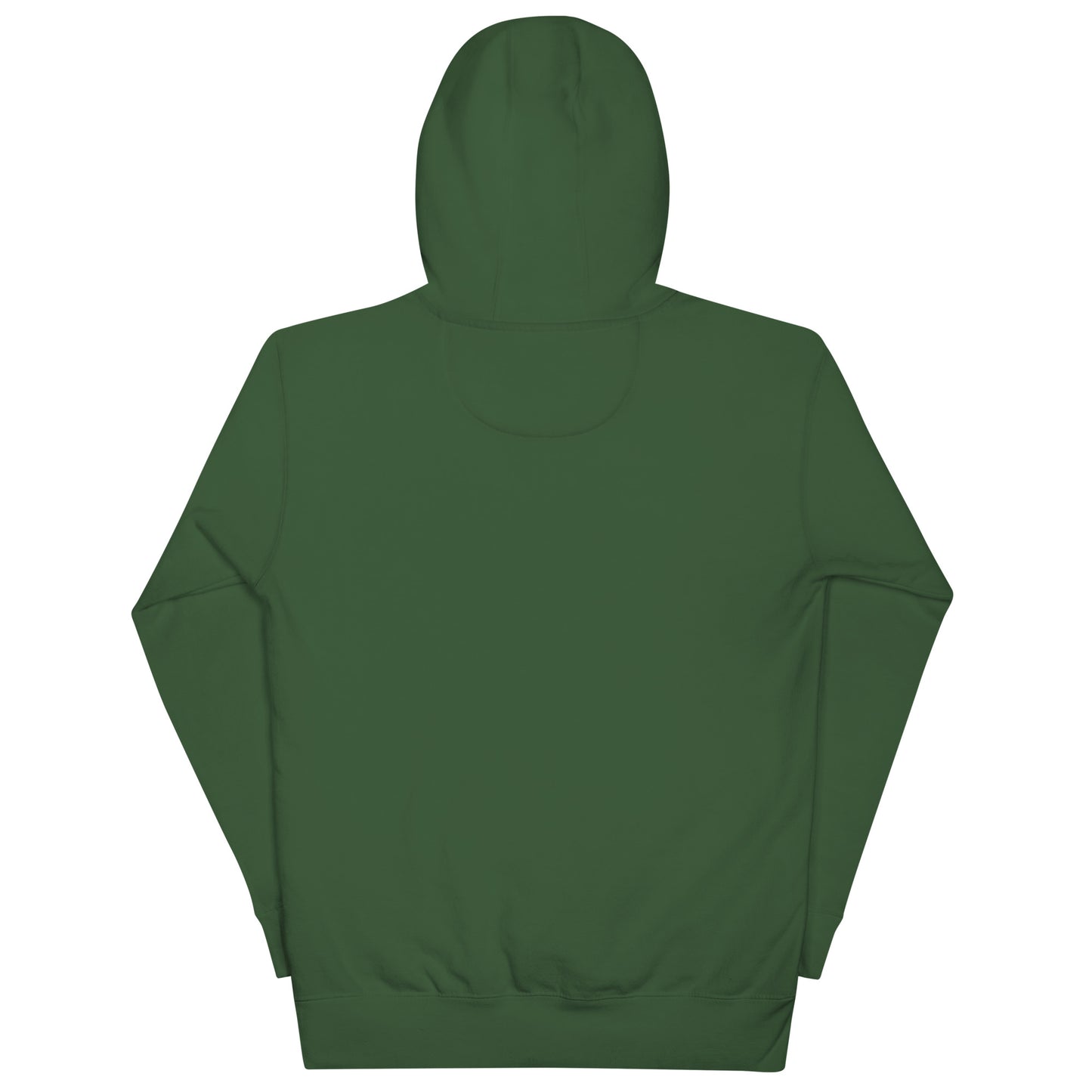 back of Green unisex cotton hoodie with minimalist “Good Things Take Time” print, soft, comfortable fit for everyday wear.