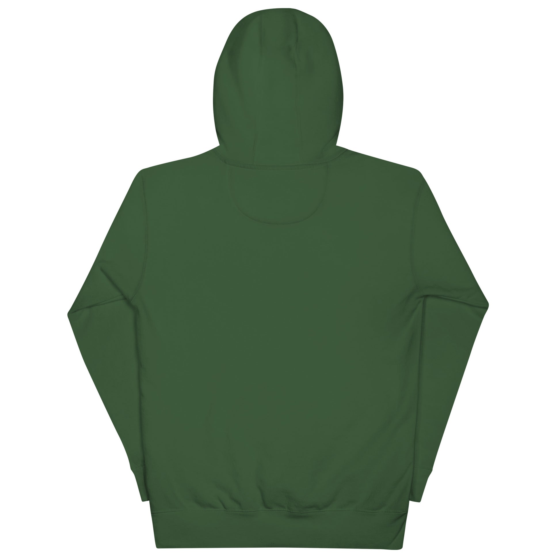 back of Green unisex cotton hoodie with minimalist “Good Things Take Time” print, soft, comfortable fit for everyday wear.