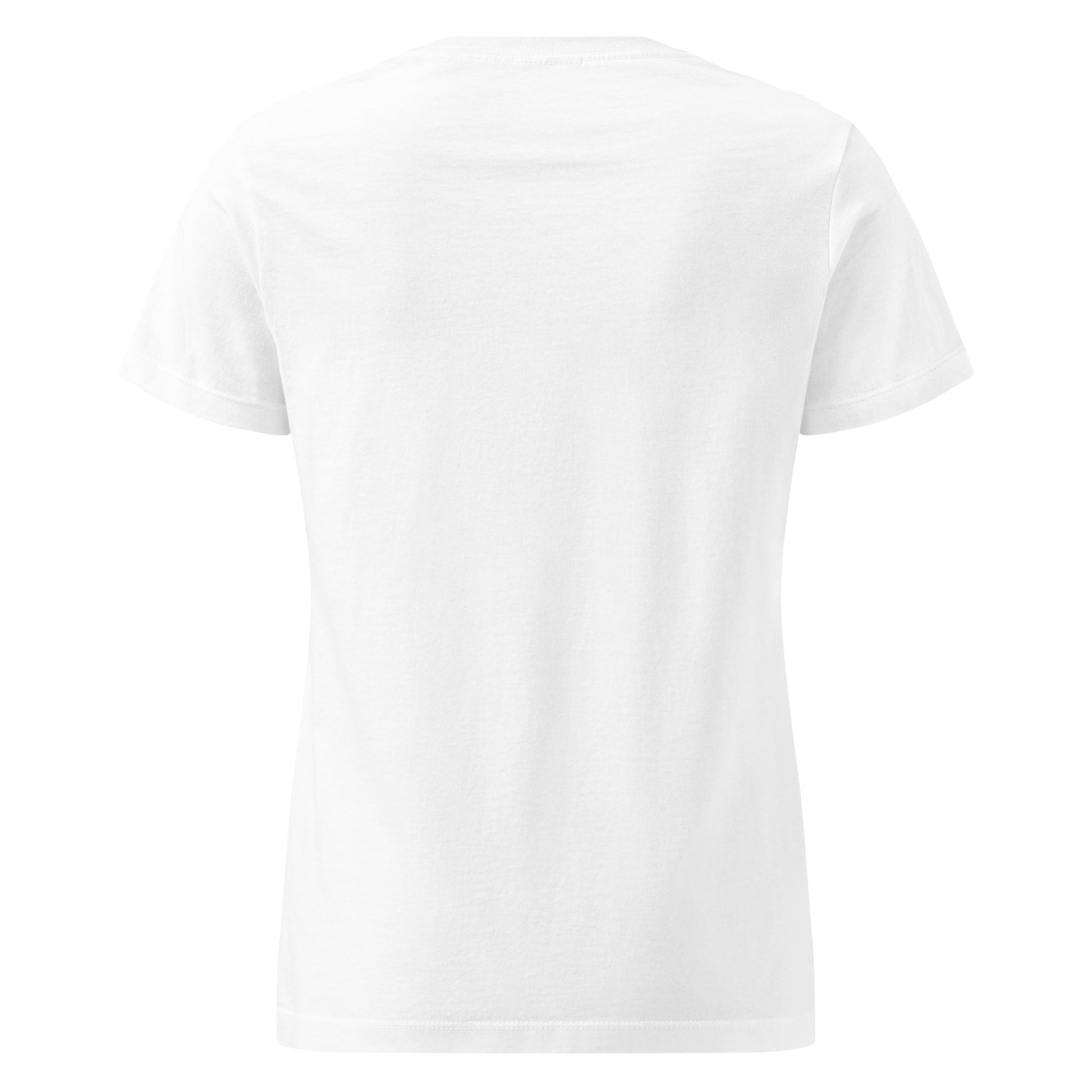 Back view of white women’s softstyle T-shirt from the Her Philosophies collection.
