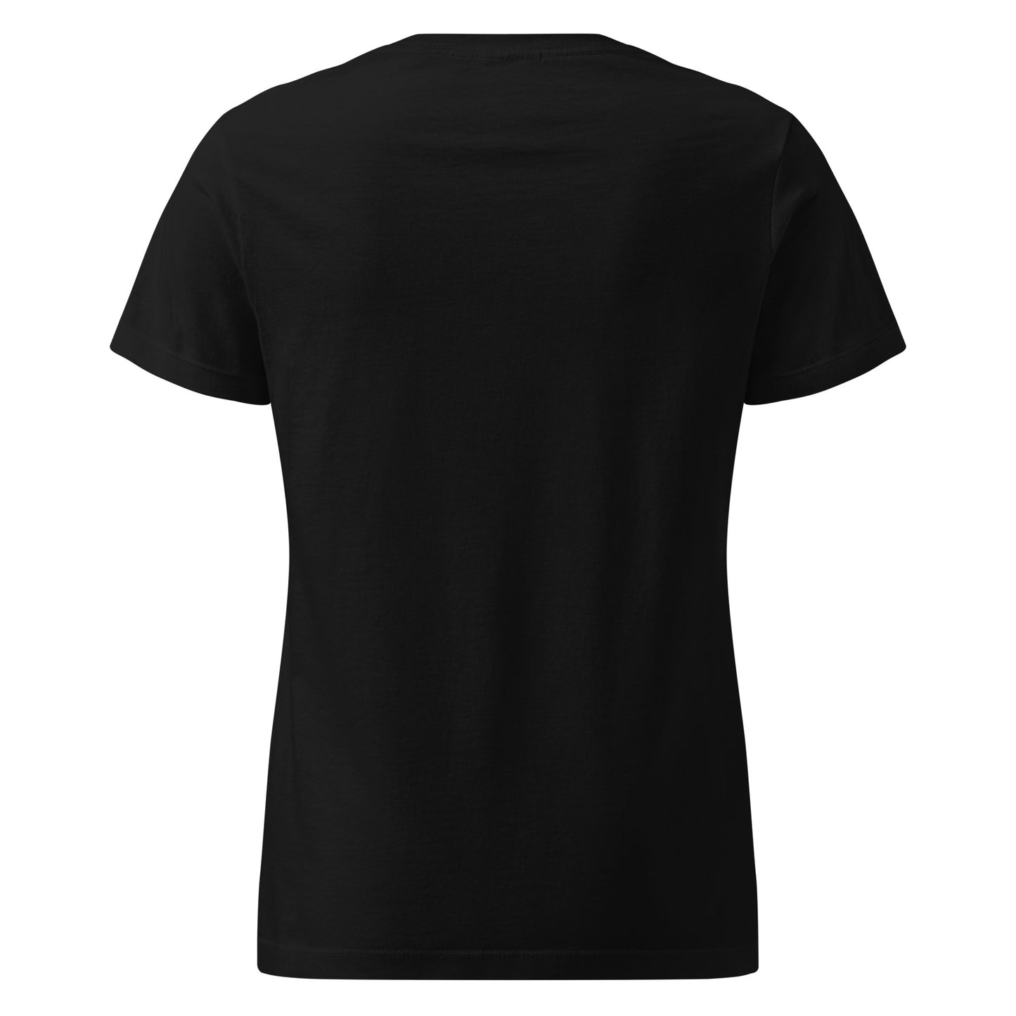 Back view of black women’s softstyle T-shirt from the Her Philosophies collection.