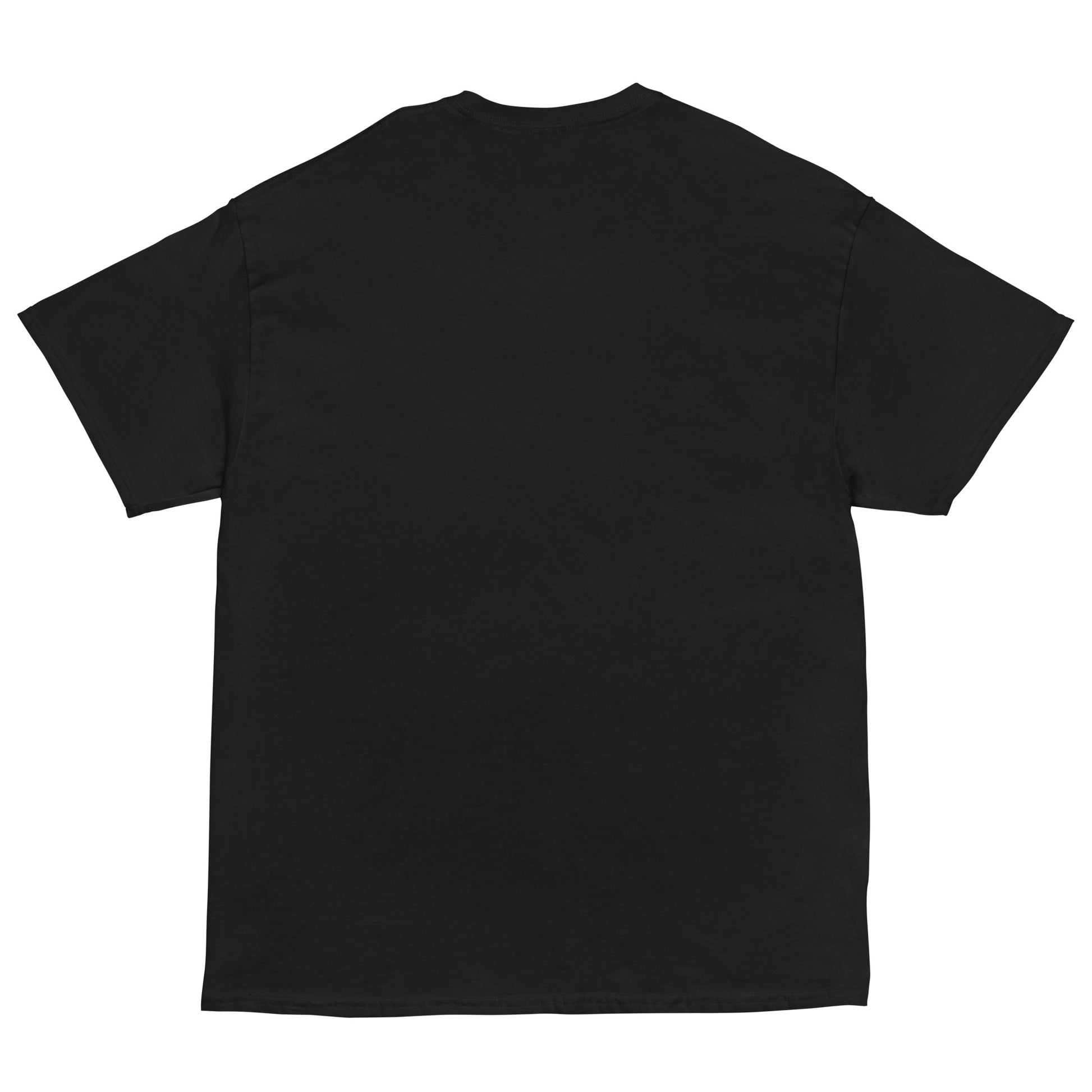 Back view of black unisex cotton T-shirt from the Her Philosophies collection.