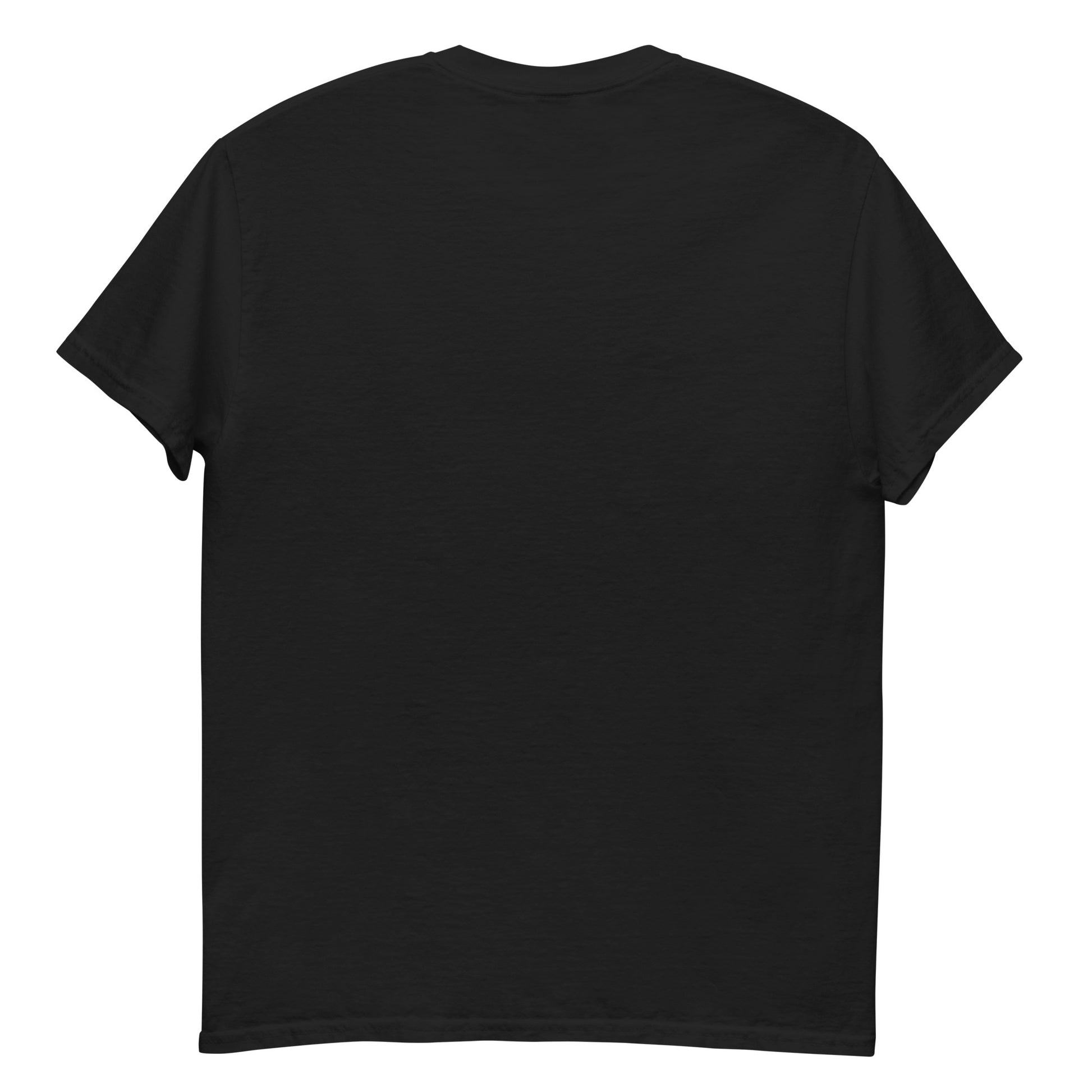 Back view of black unisex cotton T-shirt from the Her Philosophies collection.