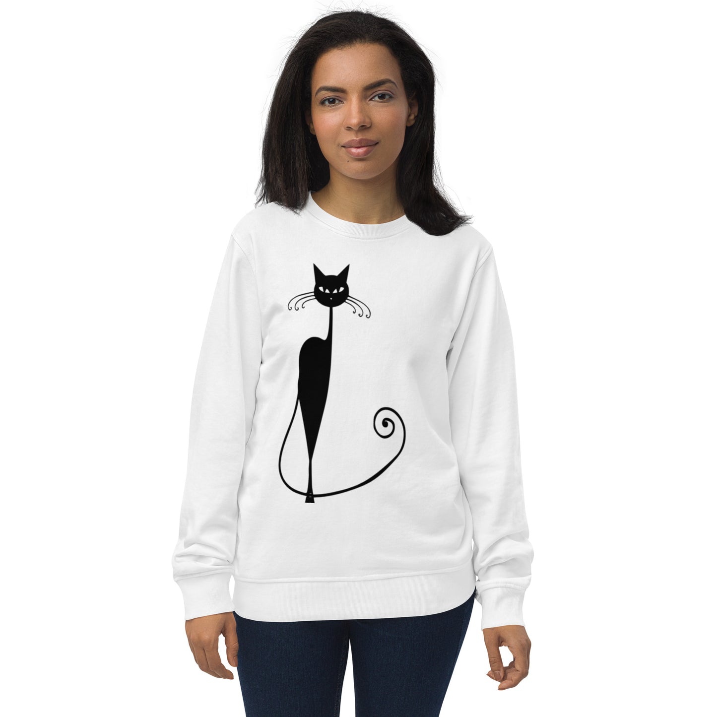 Black Cat Unisex organic sweatshirt